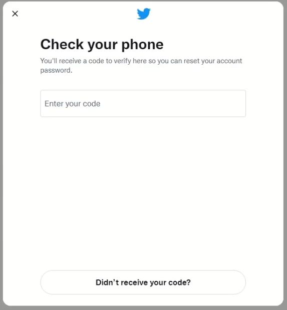 Twitter phone code  Check 