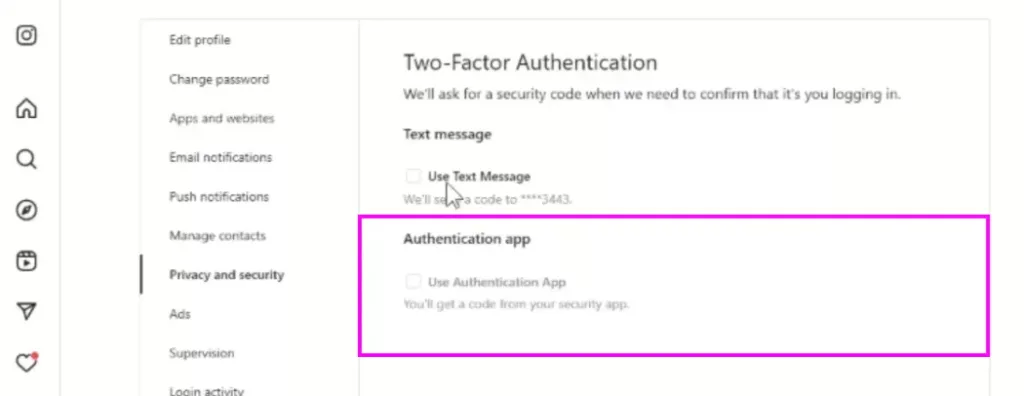 Authentication App enable